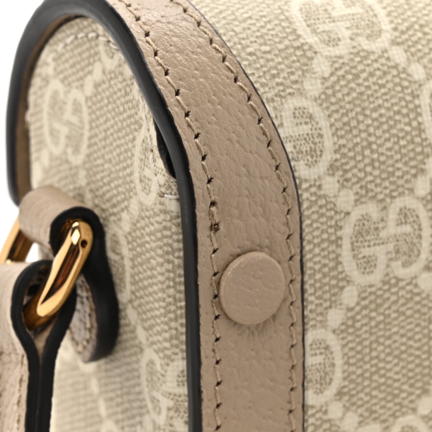 GG Supreme Monogram Textured Dollar Calfskin Mini Horsebit 1955 Shoulder Bag Beige Mystic White Oatmeal