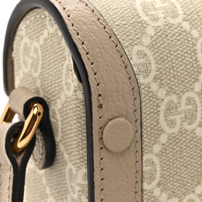 Gucci GG Supreme Monogram Textured Dollar Calfskin Mini Horsebit 1955 Shoulder Bag Beige Mystic White Oatmeal 11 of 16