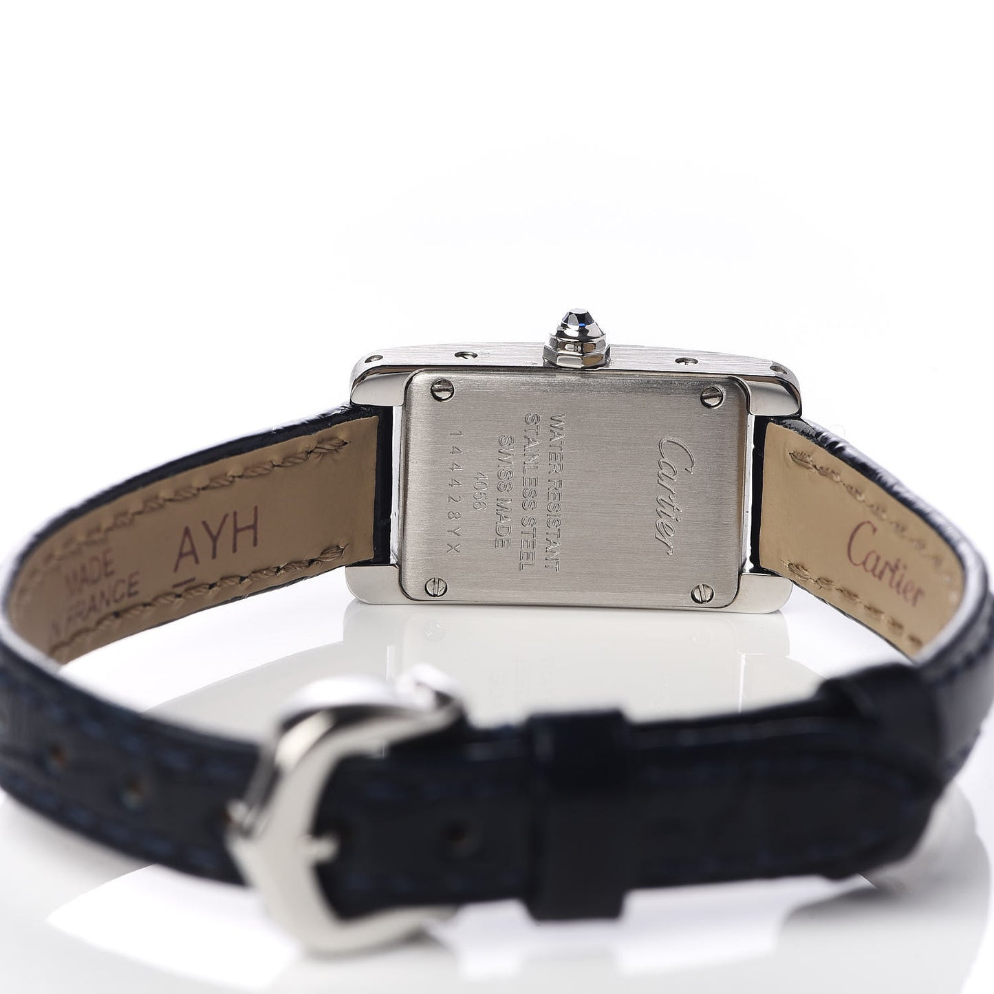 Stainless Steel Alligator 15mm Tank Americaine Quartz Watch Blue