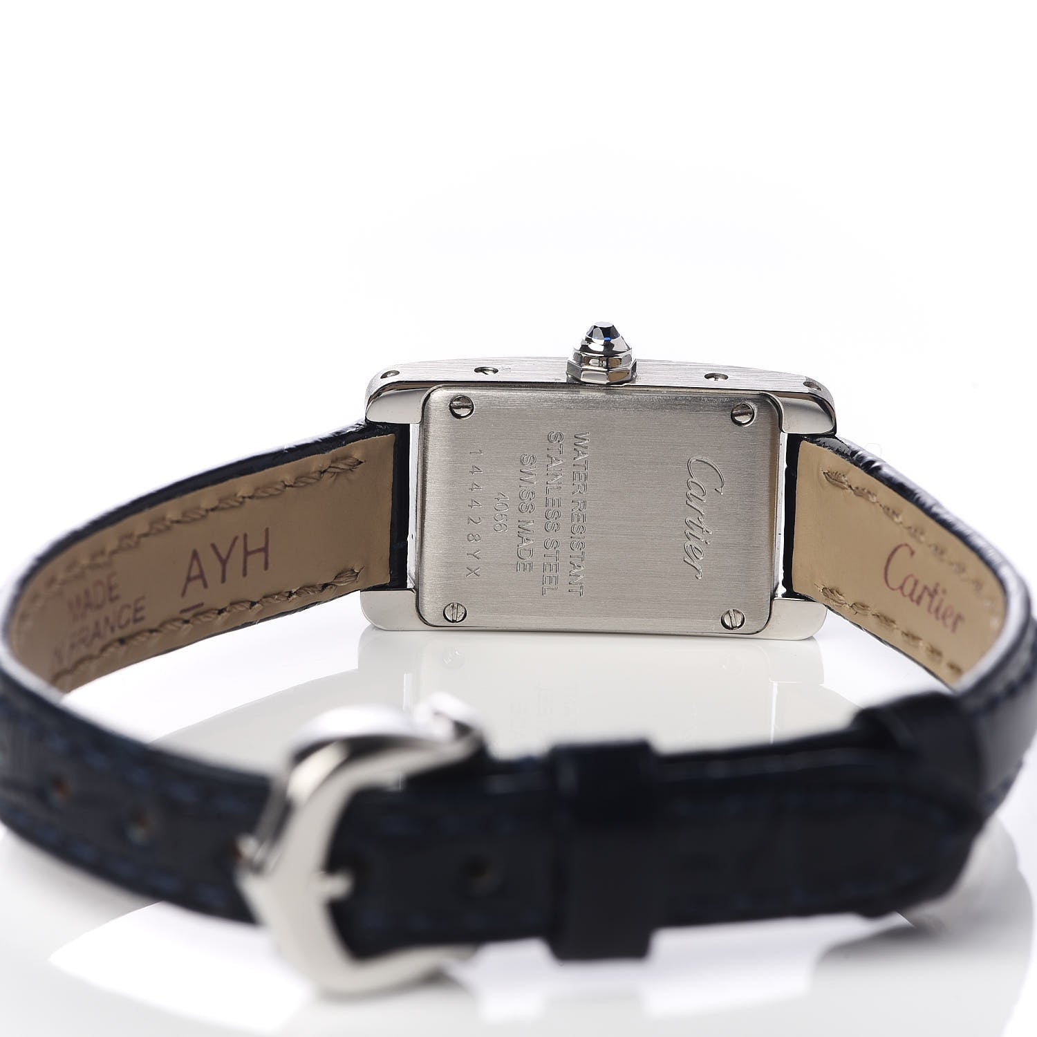 Cartier Stainless Steel Alligator 15mm Tank Americaine Quartz Watch Blue 5 of 8