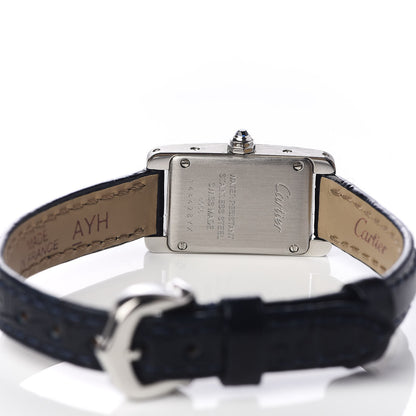 Cartier Stainless Steel Alligator 15mm Tank Americaine Quartz Watch Blue 5 of 8