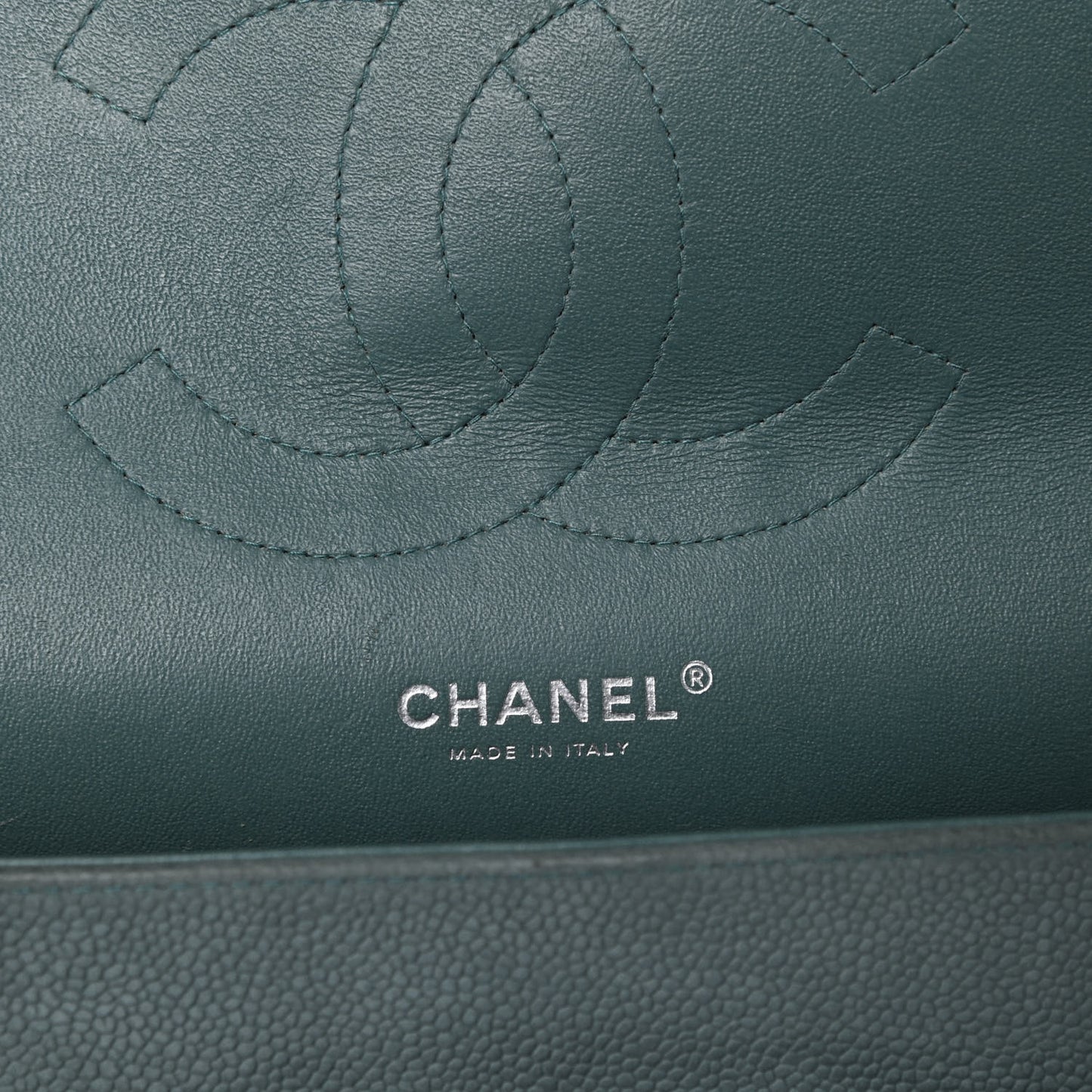 Iridescent Caviar Quilted Jumbo Double Flap Turquoise