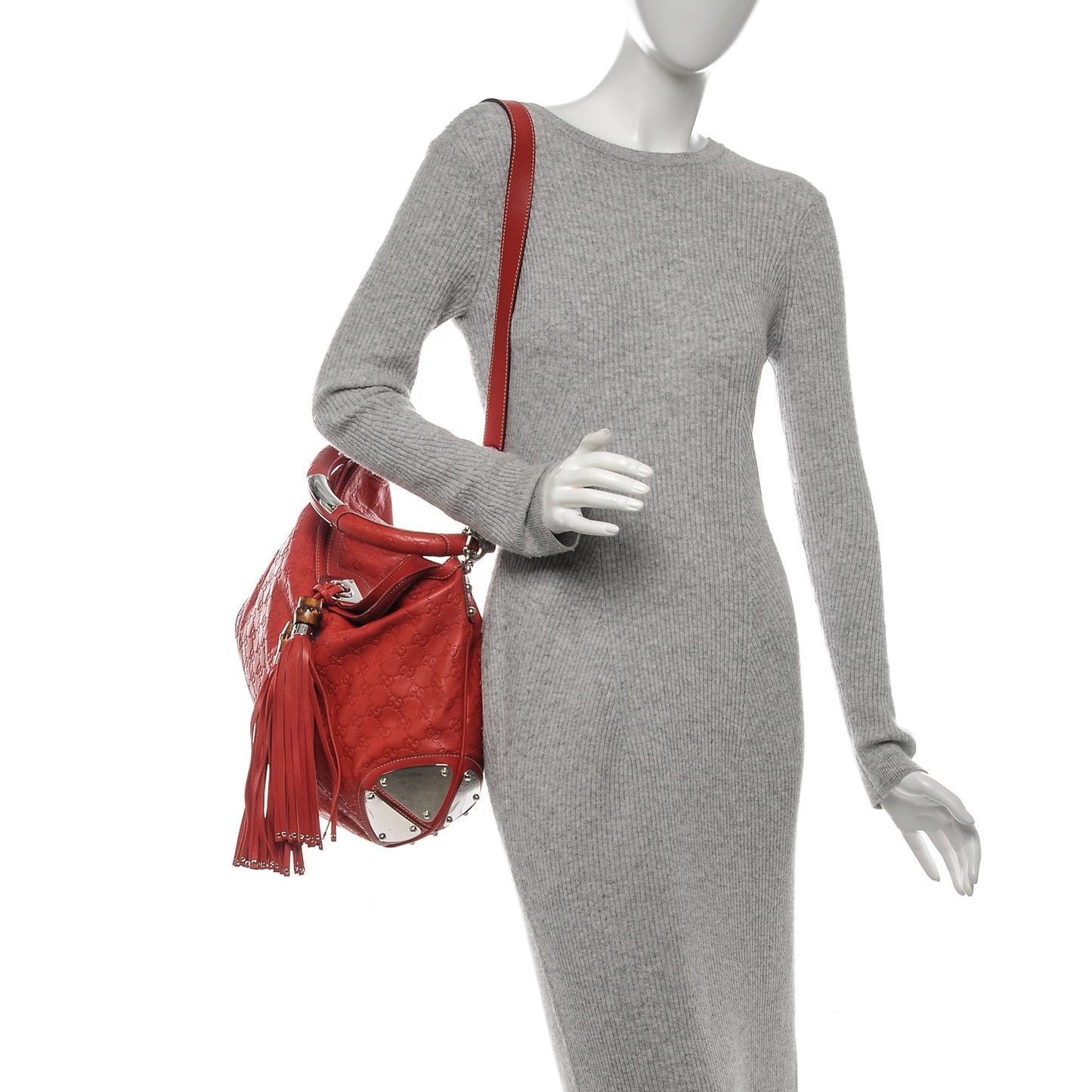 Guccissima Large Indy Top Handle Hobo Red
