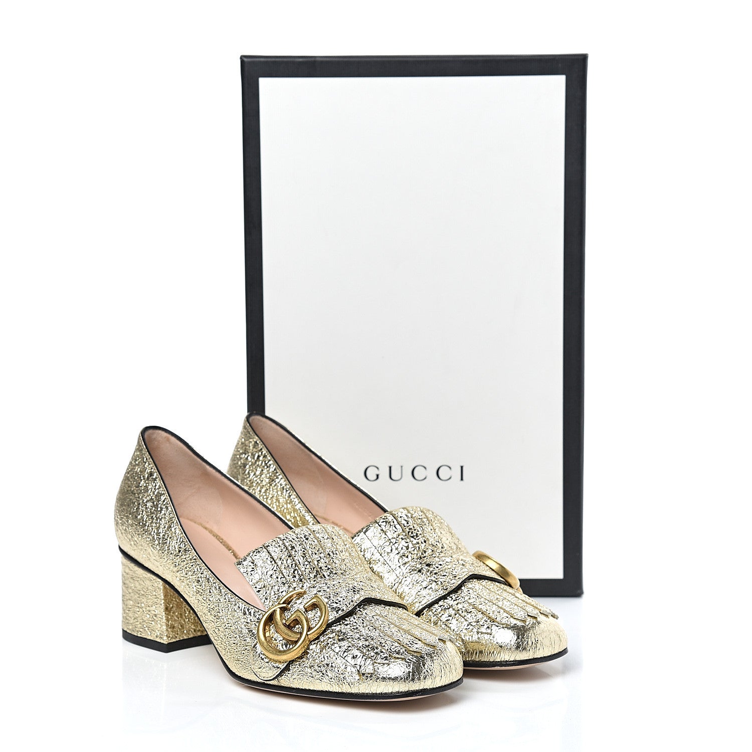 Gucci Galassia GG Marmont Fringe 50mm Loafer Pumps 37 Platino 10 of 10