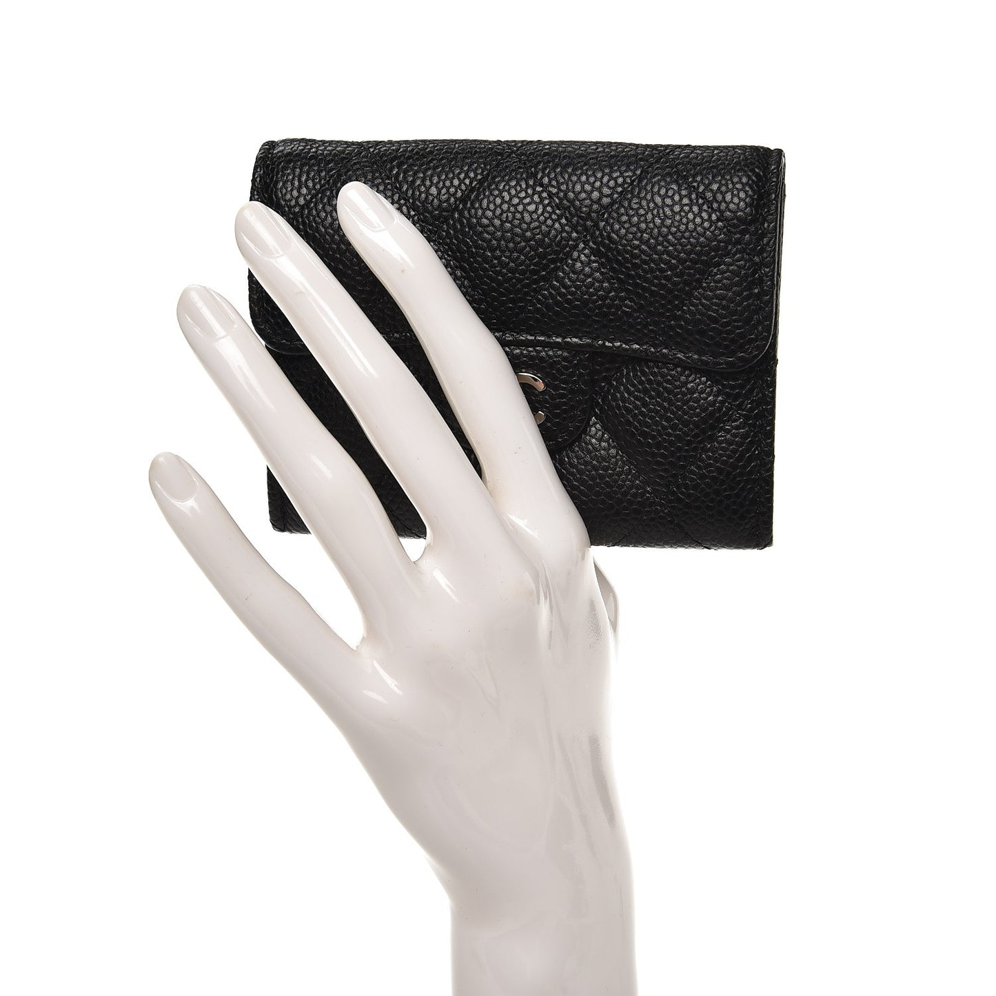 Caviar Quilted Card Holder Wallet Black