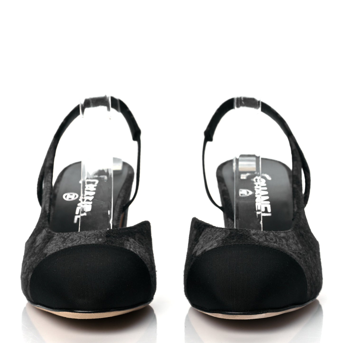 Denim Cap Toe CC Slingback Pumps 38 Charcoal Black Blue