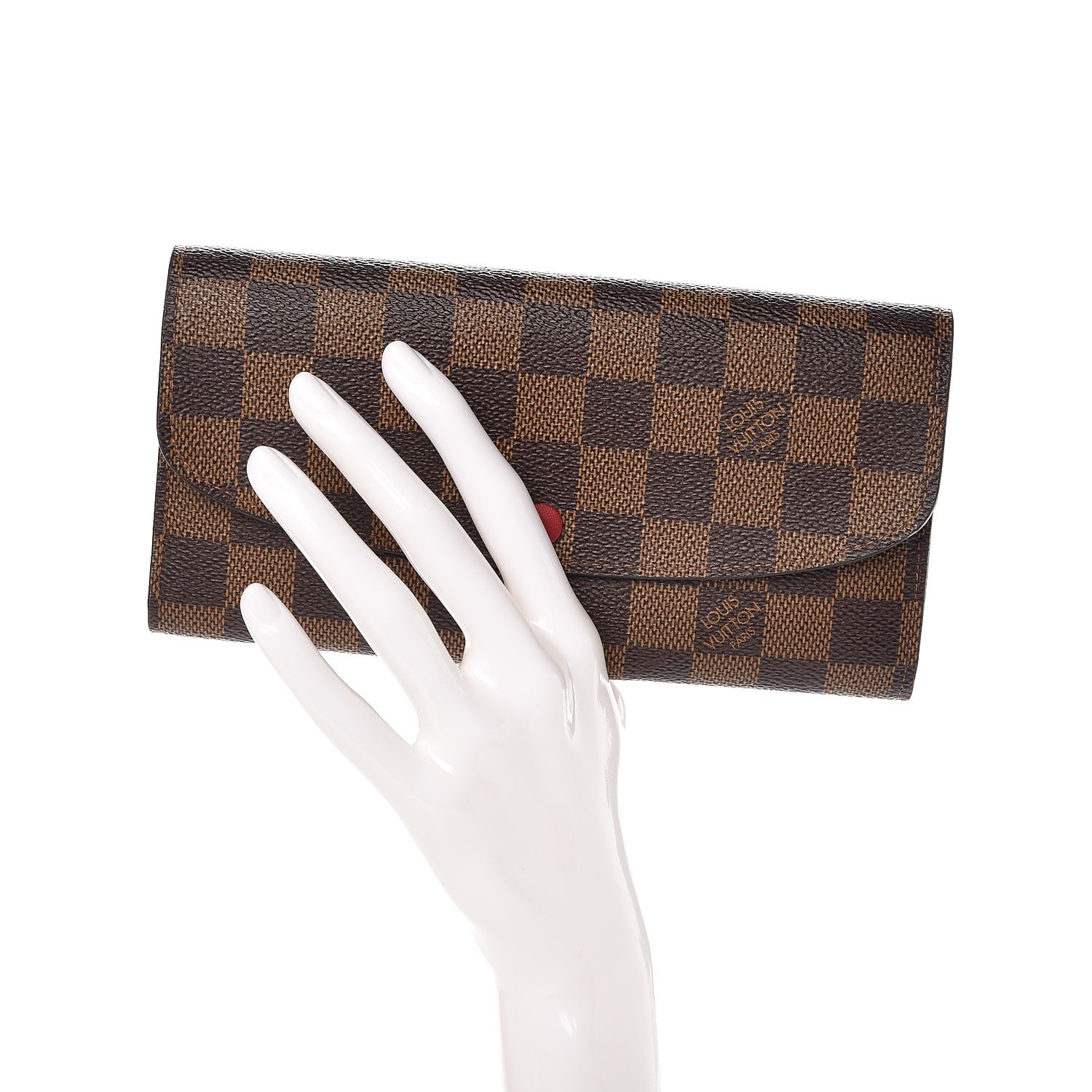Louis Vuitton Damier Ebene Emilie Wallet Red 2 of 7