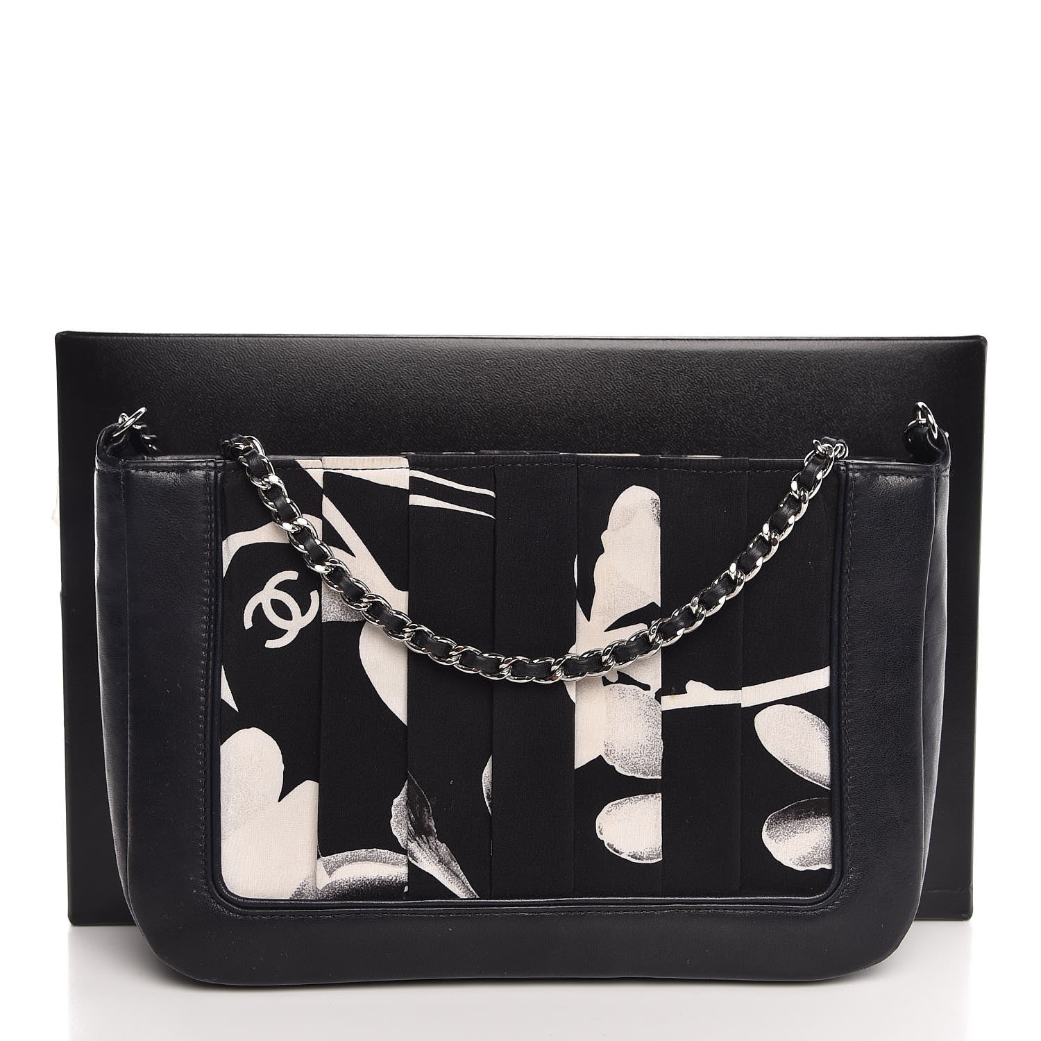 Chanel Lambskin Fabric Pleated Symbols Pochette Black 8 of 8
