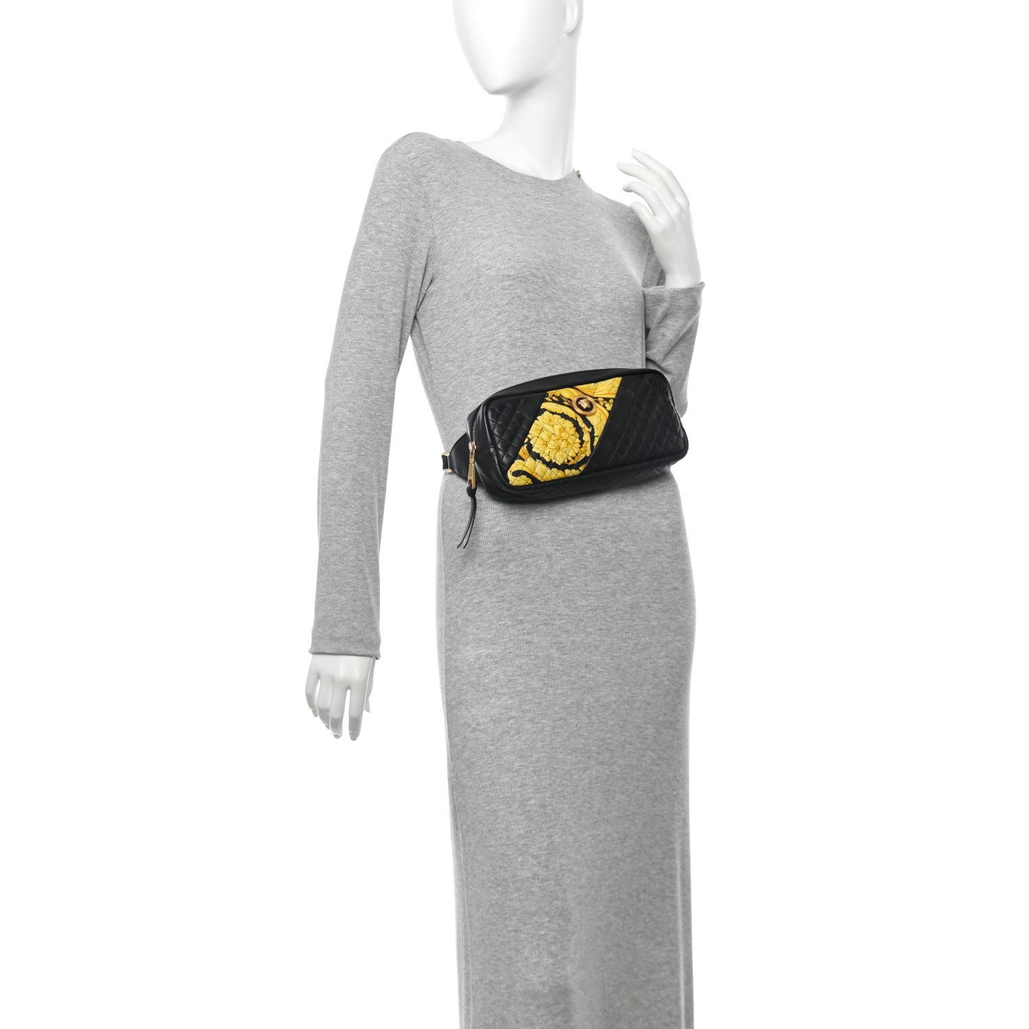 Versace Nappa Barocco Printed Quilted Vanitas Medea Belt Bag Black 2 of 9