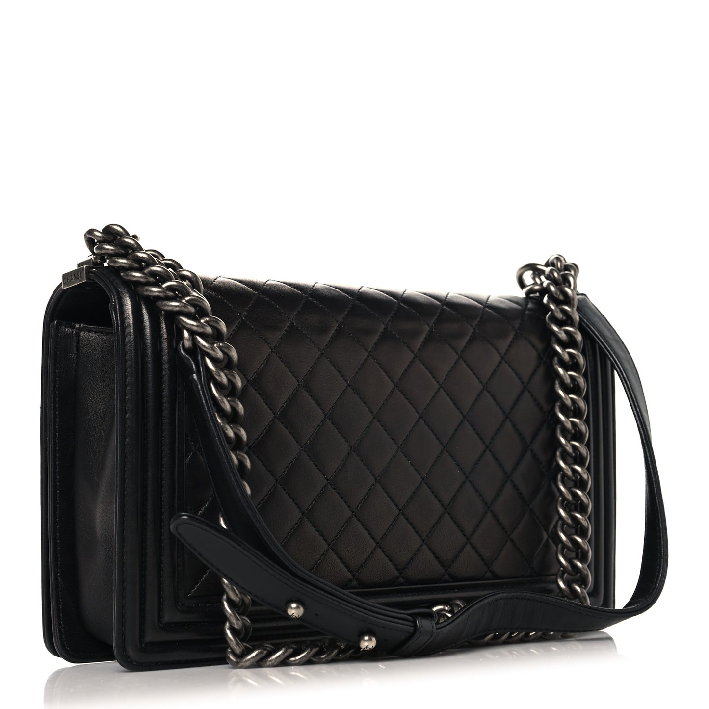Lambskin Quilted New Medium Boy Flap Black