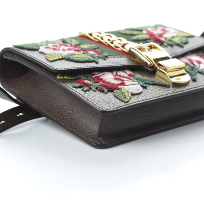 Gucci Calfskin Embroidered Sylvie Belt Bag Brown 9 of 10
