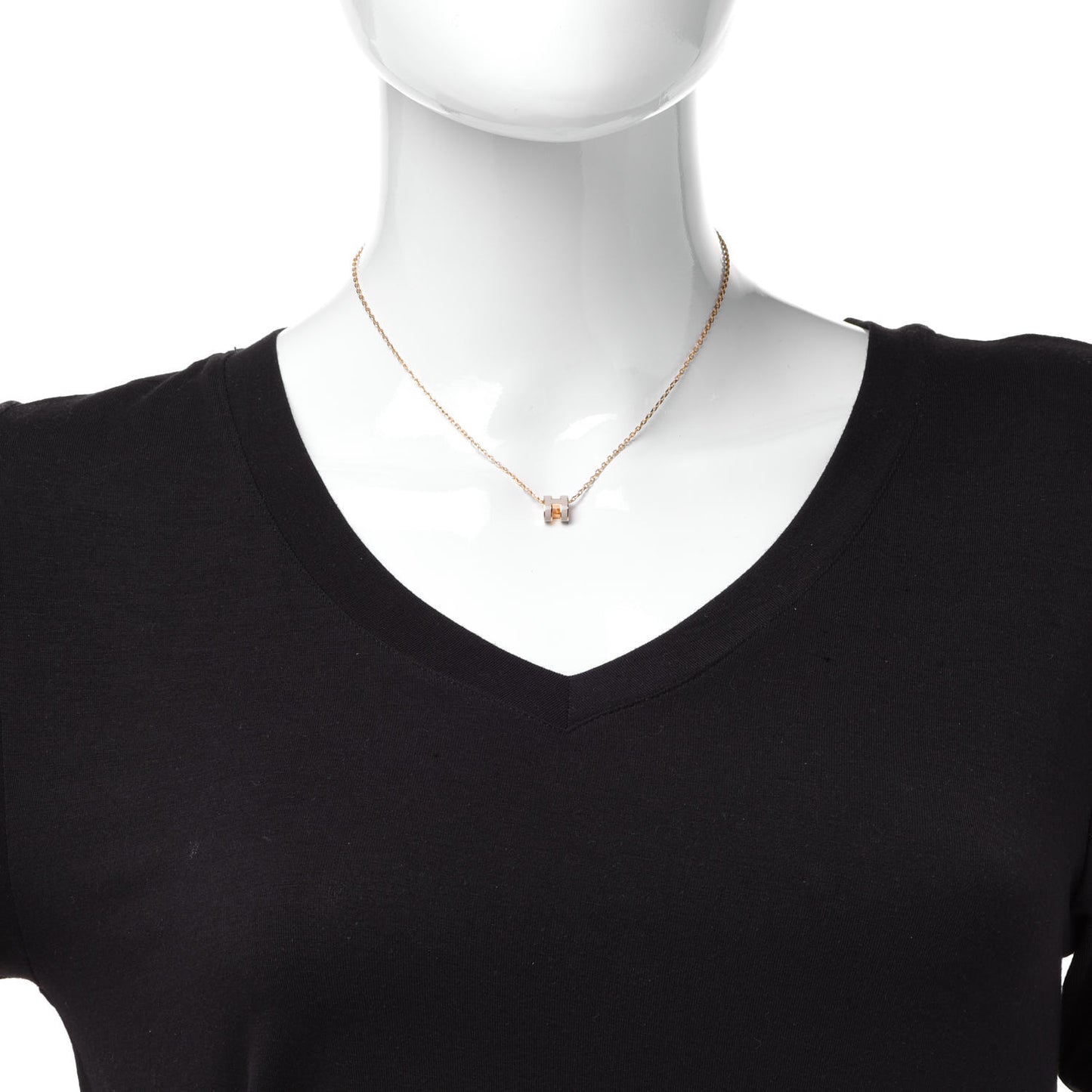 Lacquered Rose Gold Mini Pop H Pendant Necklace Marron Glace
