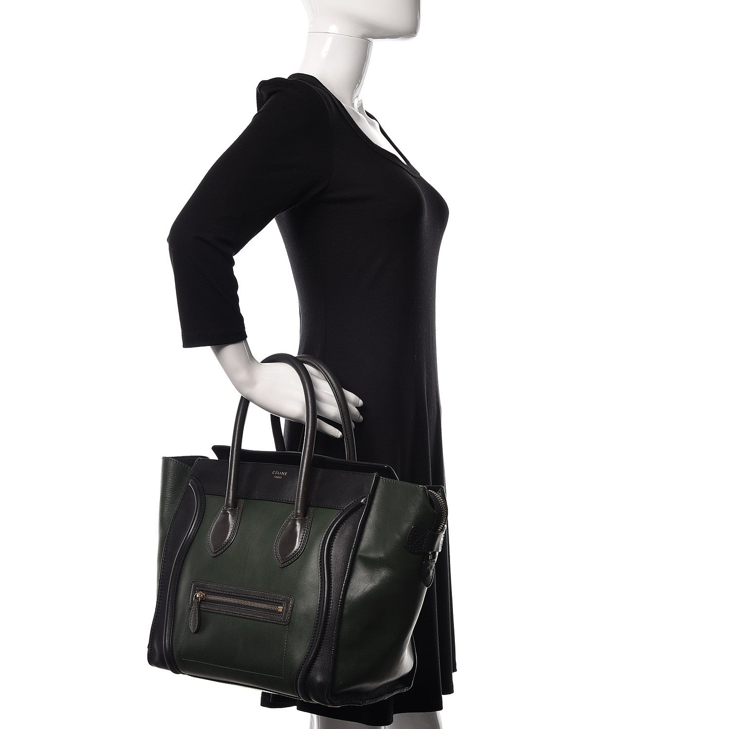 Celine Smooth Calfskin Mini Tri-Color Luggage Forest 2 of 16