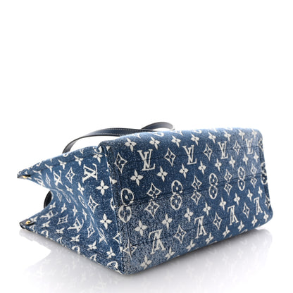 Louis Vuitton Monogram Jacquard Denim Onthego MM Bleu 4 of 9