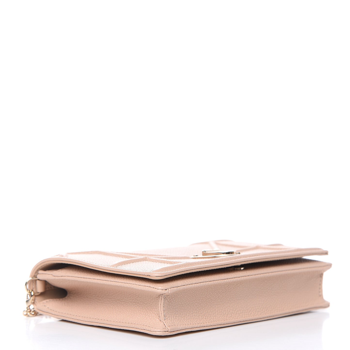 Grained Calfskin Diorama Wallet on Chain Pouch Nude