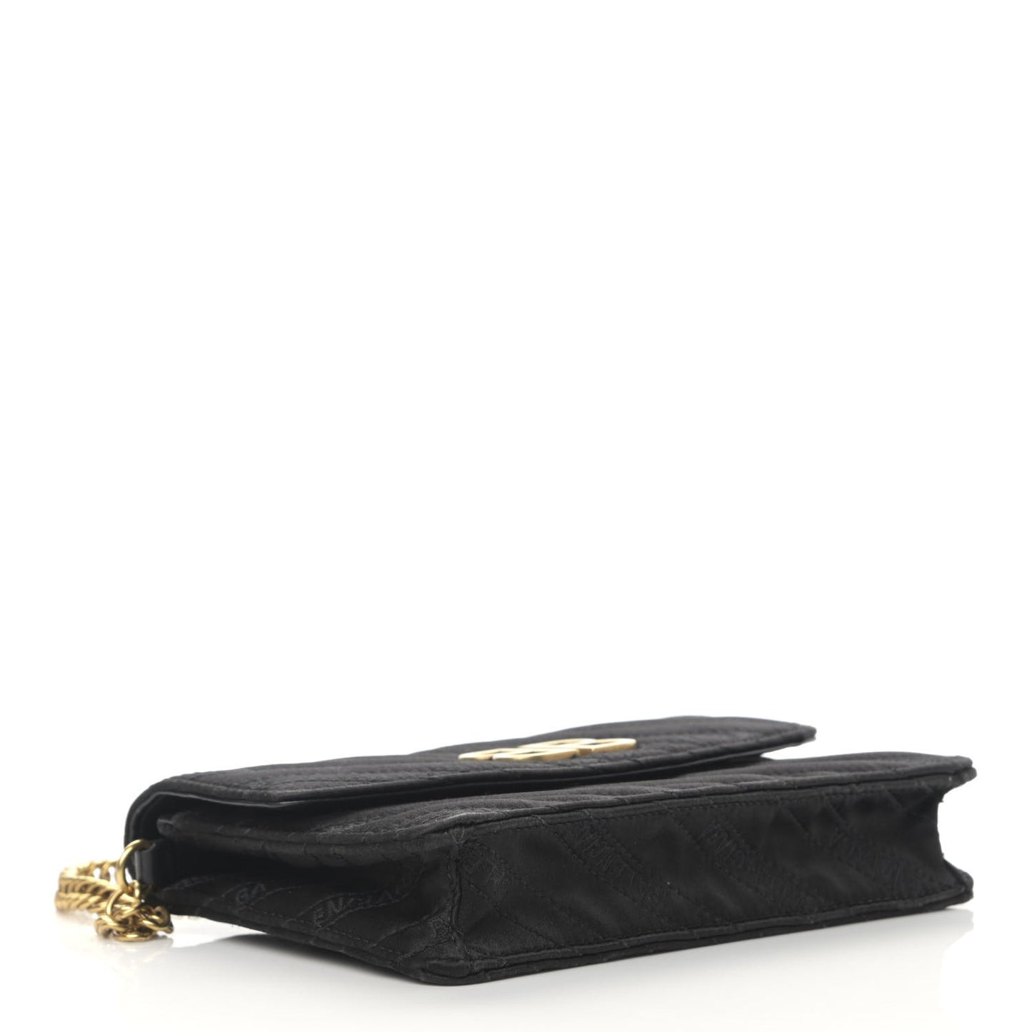 Satin Jacquard Logo Matelasse BB Wallet On Chain Black