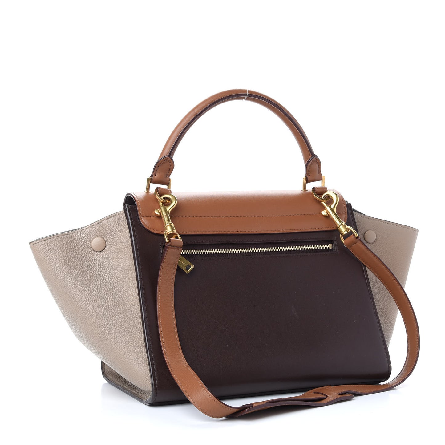 Satin Baby Grained Calfskin Tri-Color Trapeze Tan