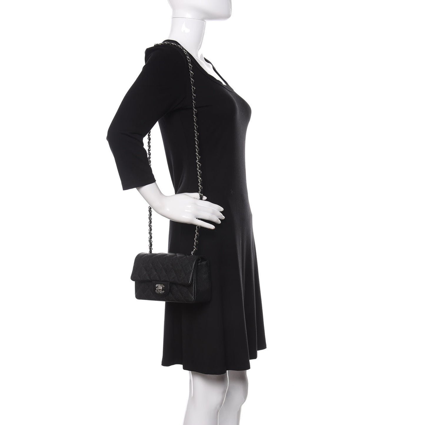 Caviar Quilted Mini Rectangular Flap Black