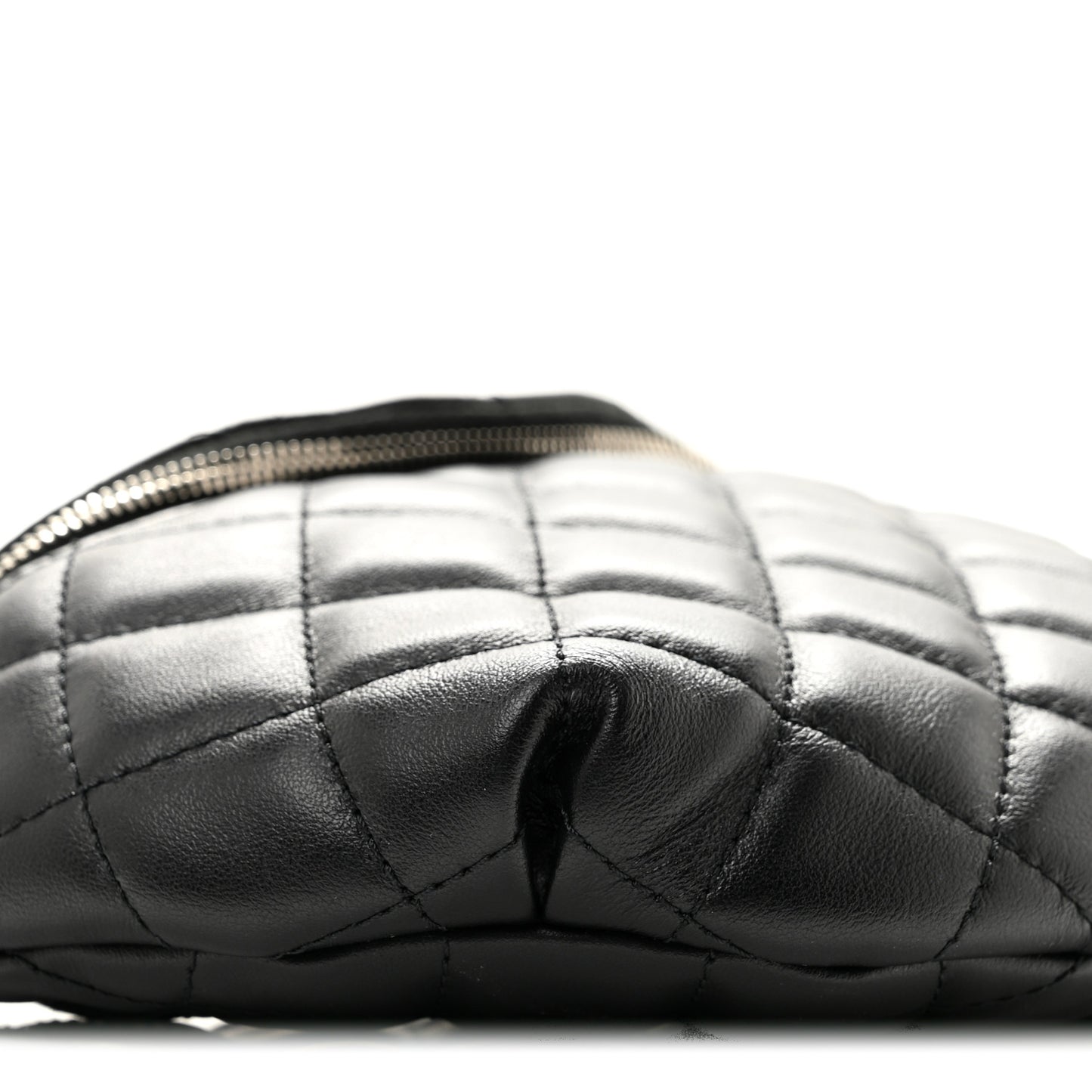 Calfskin Quilted Waist Belt Bag Black