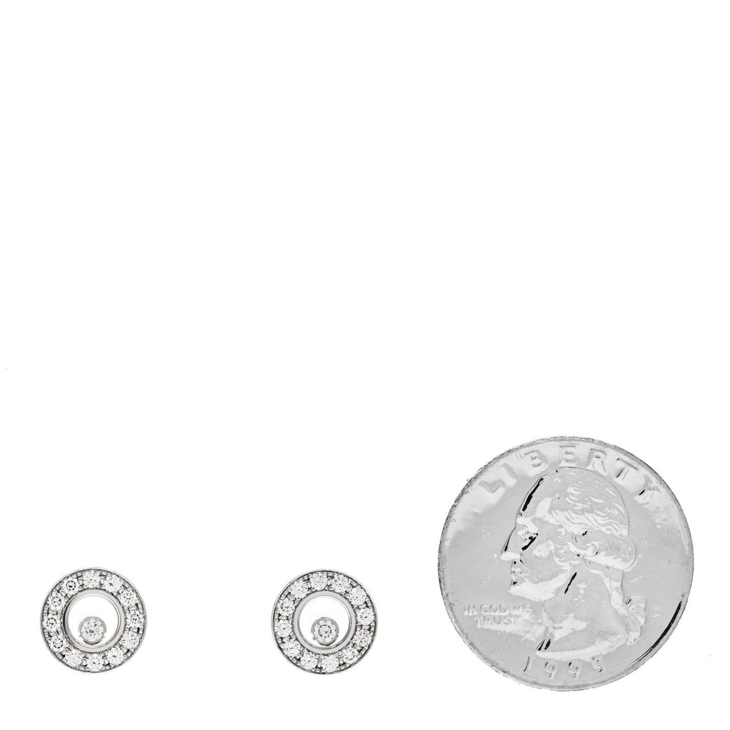 18K White Gold Happy Diamonds Icons Round Earrings