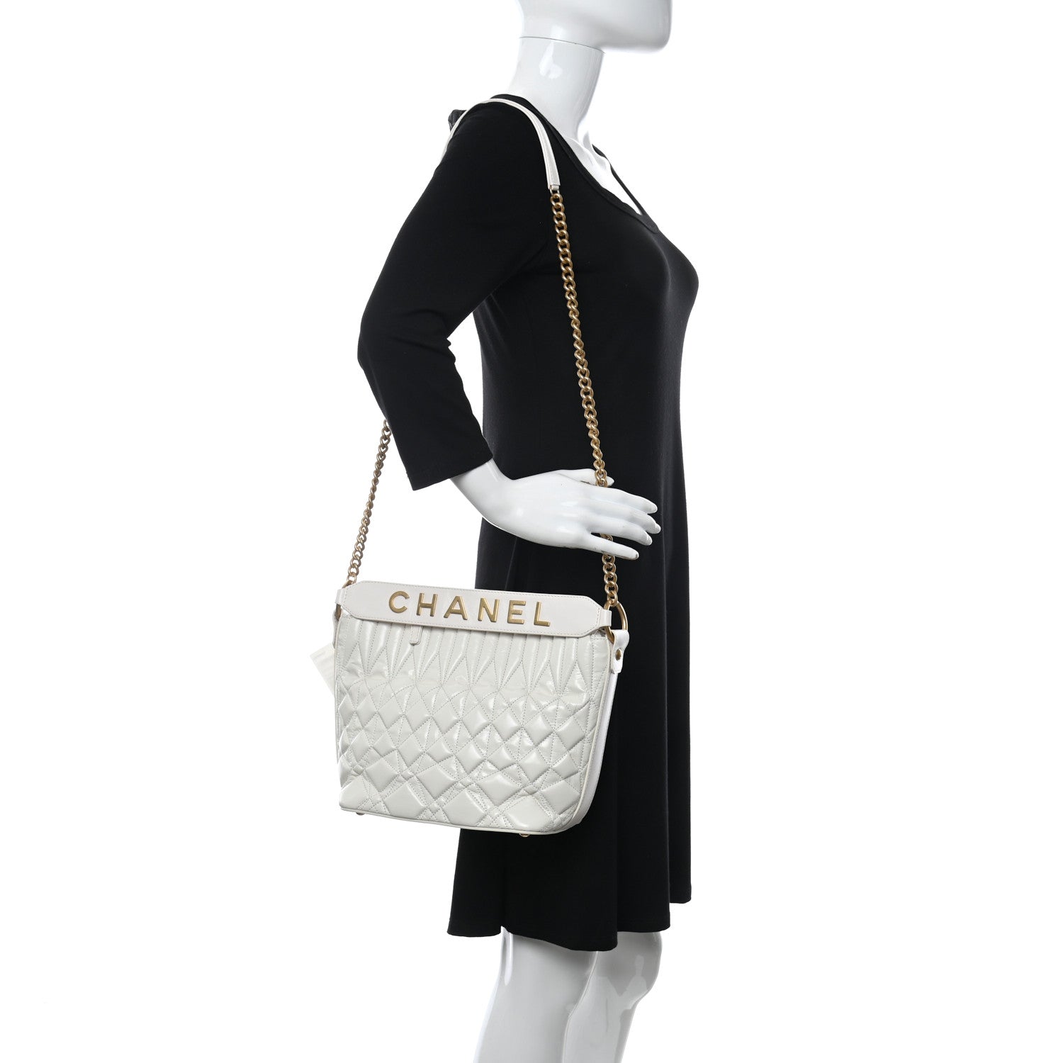 Chanel Glazed Calfskin Quilted State Of The Art Hobo White 2 of 12