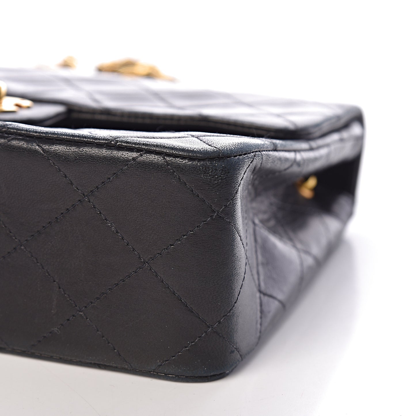 Lambskin Quilted Mini Square Flap Black