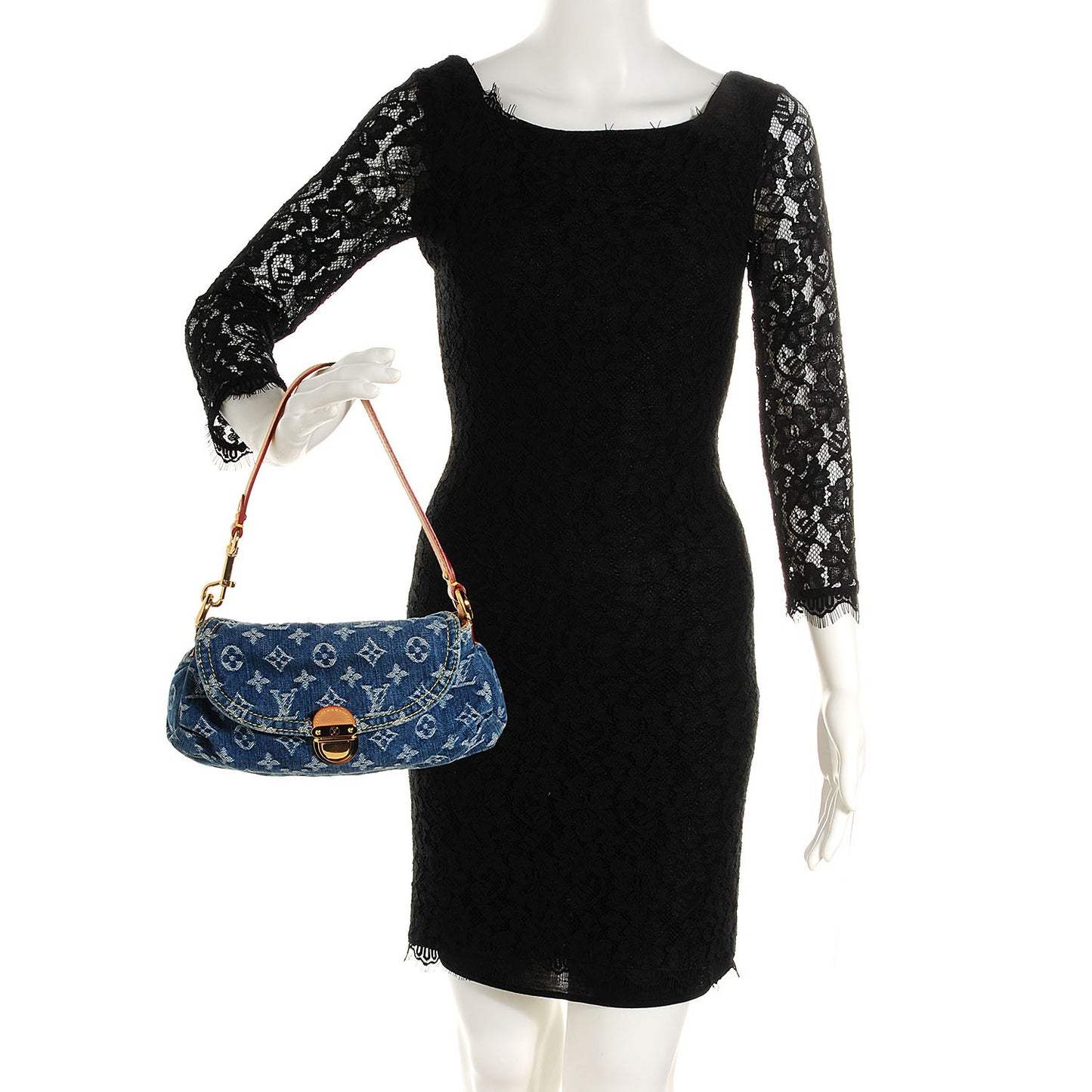 Monogram Denim Mini Pleaty Blue