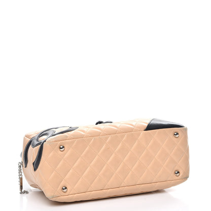 Chanel Calfskin Quilted Large Cambon Bowler Beige Black 4 of 11