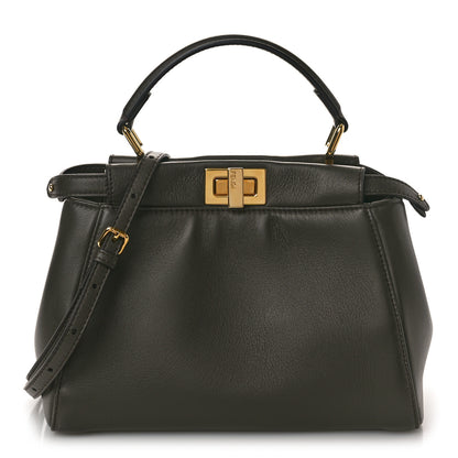 Fendi Nappa Mini Peekaboo Iconic Satchel Coal 1 of 10
