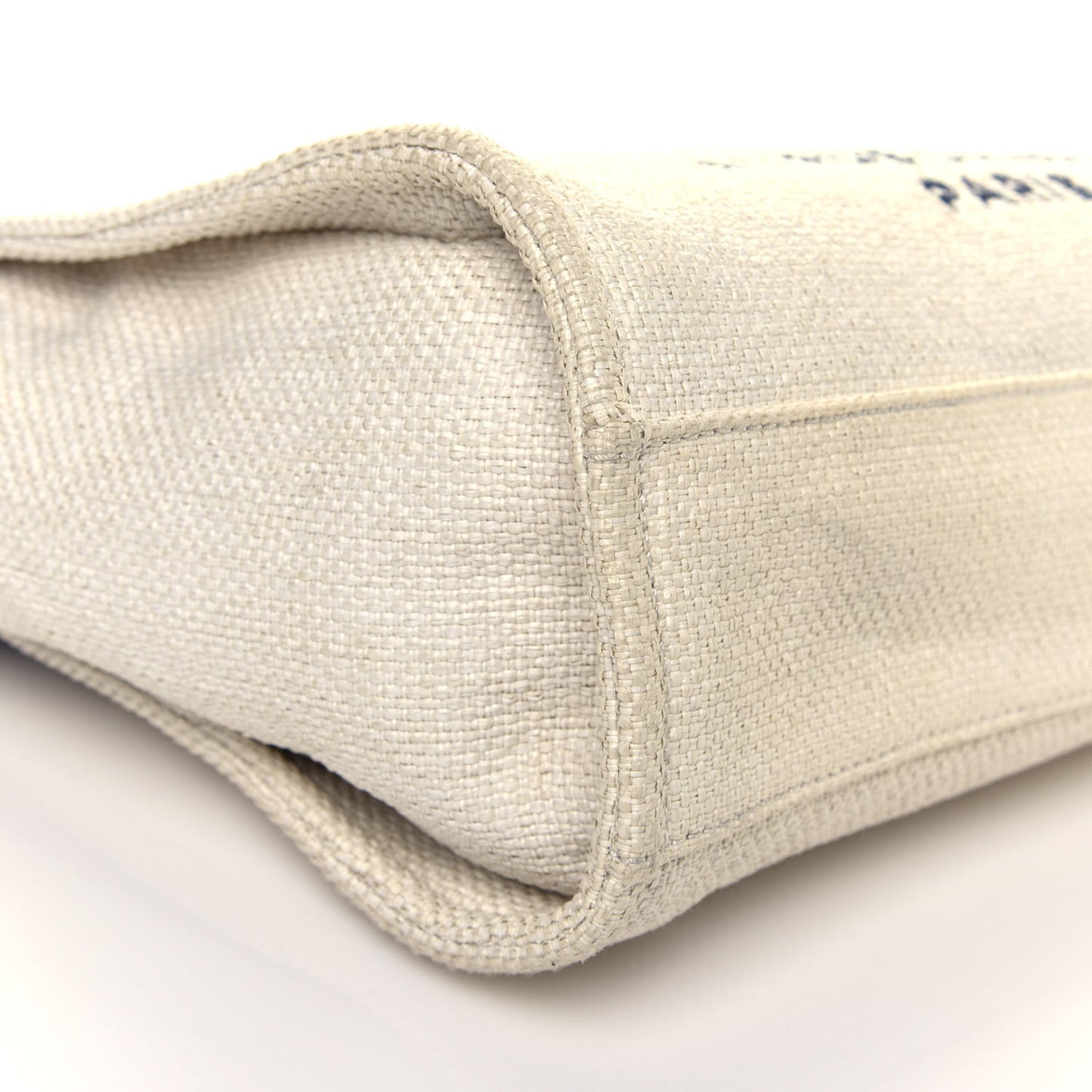 Woven Straw Raffia Small Deauville Tote White Navy