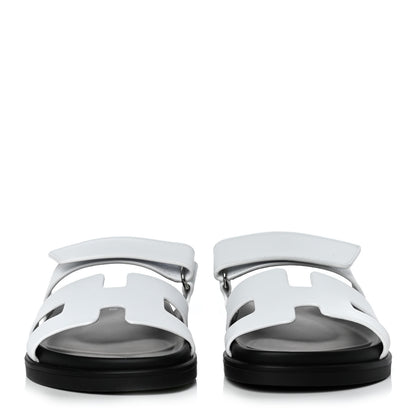 Hermes Calfskin Womens Chypre Sandals 37.5 White 2 of 13