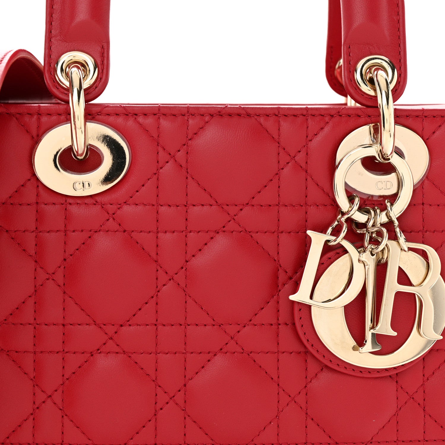 Christian Dior Lambskin Cannage Small My ABCDior Lady Dior Red 10 of 12
