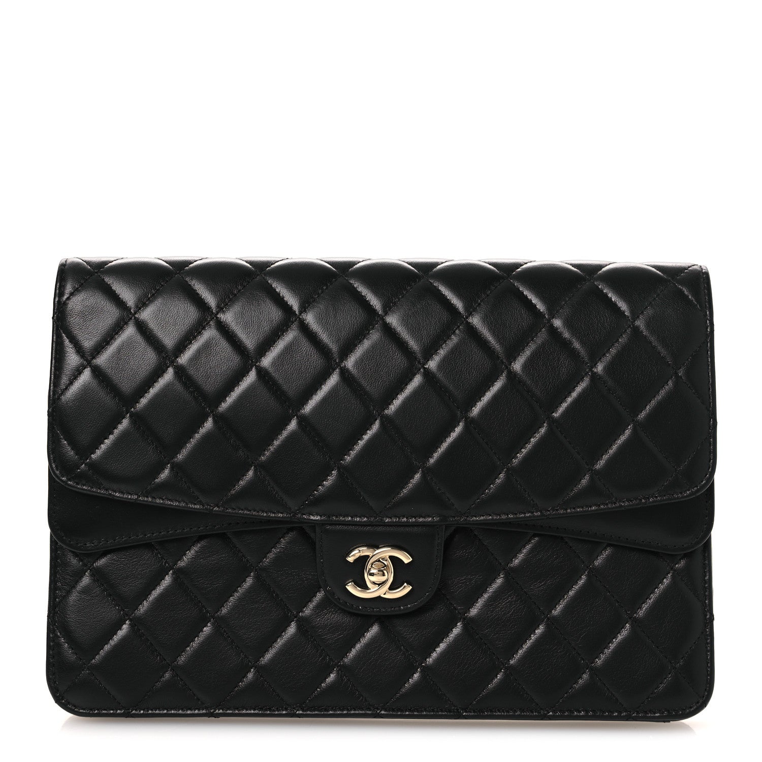 Chanel Lambskin Quilted Flap Clutch Black 1 of 14