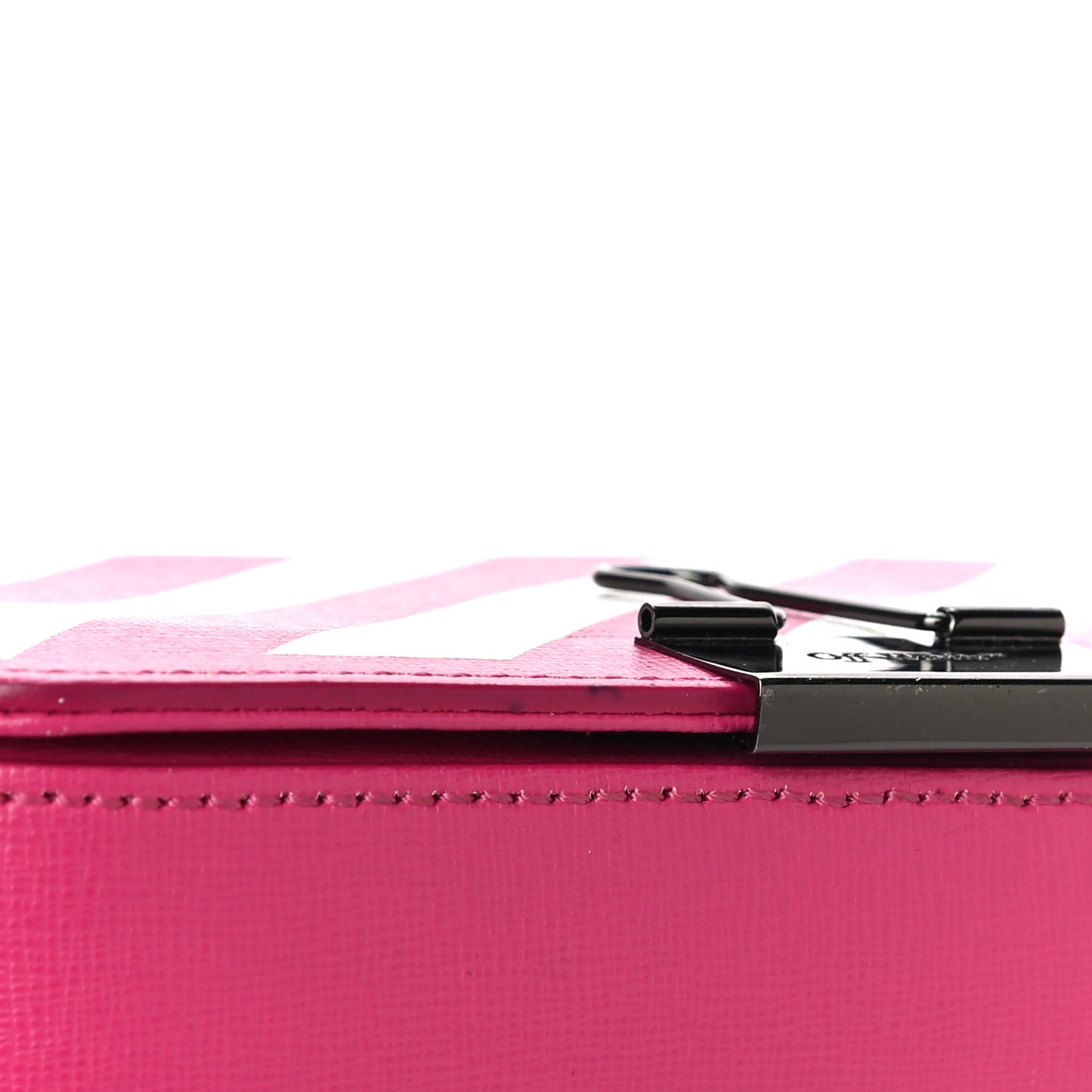 Saffiano Striped Mini Diag Binder Clip Bag Pink White