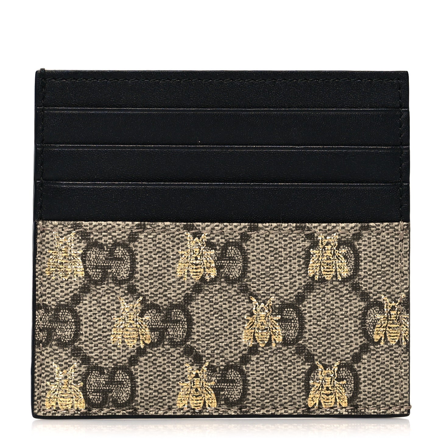 GG Supreme Monogram Bees Card Holder Black