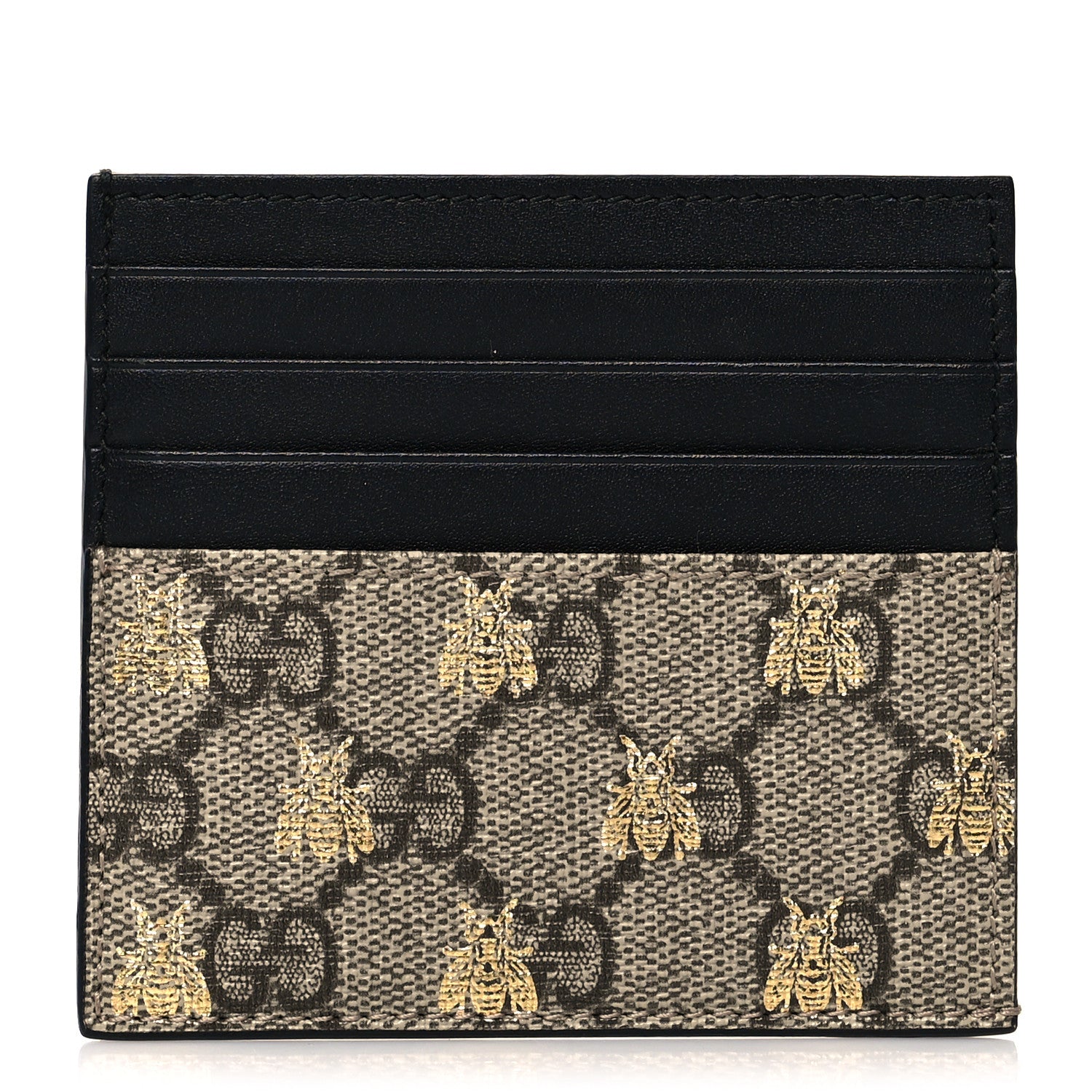 Gucci GG Supreme Monogram Bees Card Holder Black 1 of 7