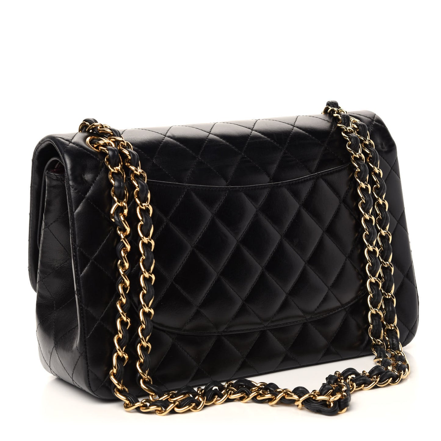 Lambskin Quilted Jumbo Double Flap Black