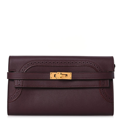 Hermes Swift Ghillies Kelly Longue Wallet Bordeaux Orange Poppy 1 of 15