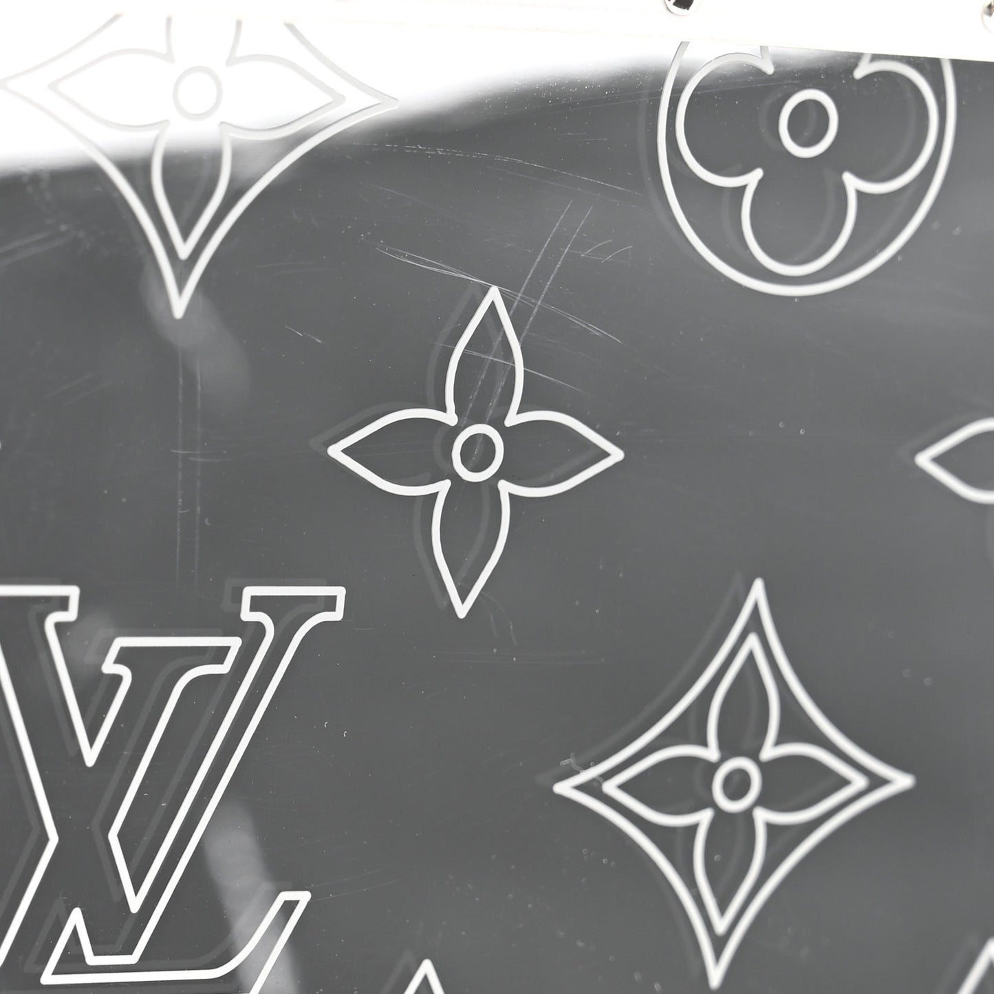 Calfskin Mirror Monogram Etched Jewelry Box Trunk White