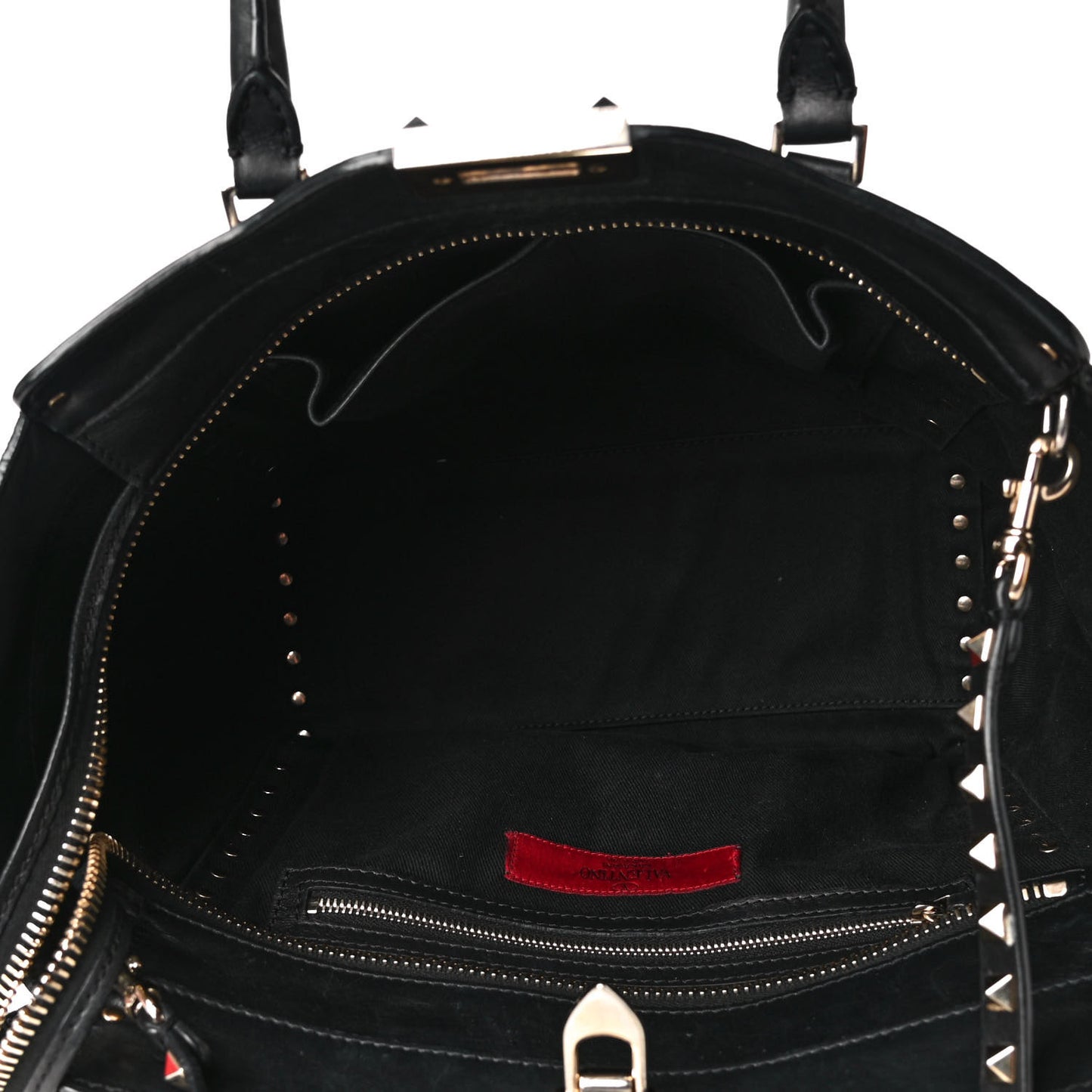Vitello Rockstud Double Handle Tote Black