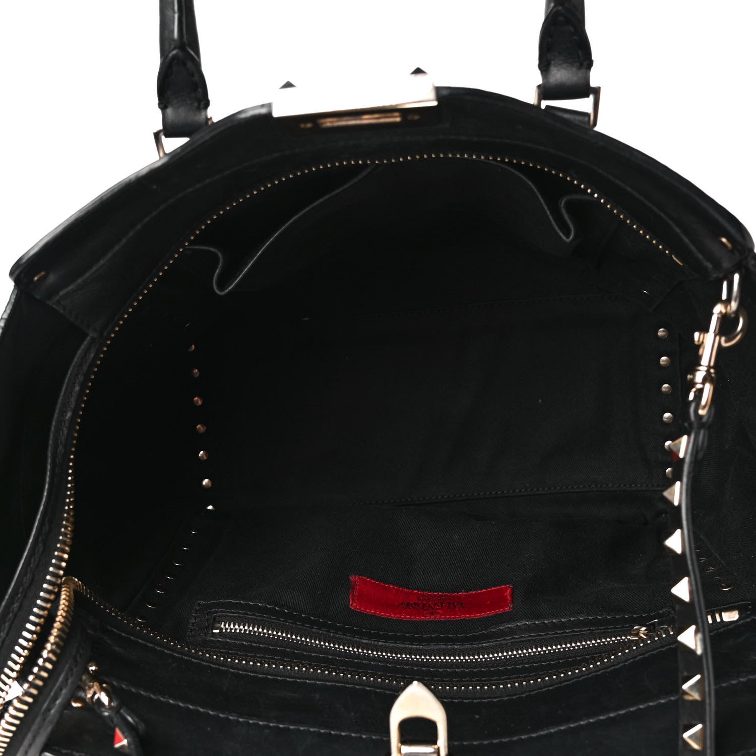Valentino Garavani Vitello Rockstud Double Handle Tote Black 4 of 4