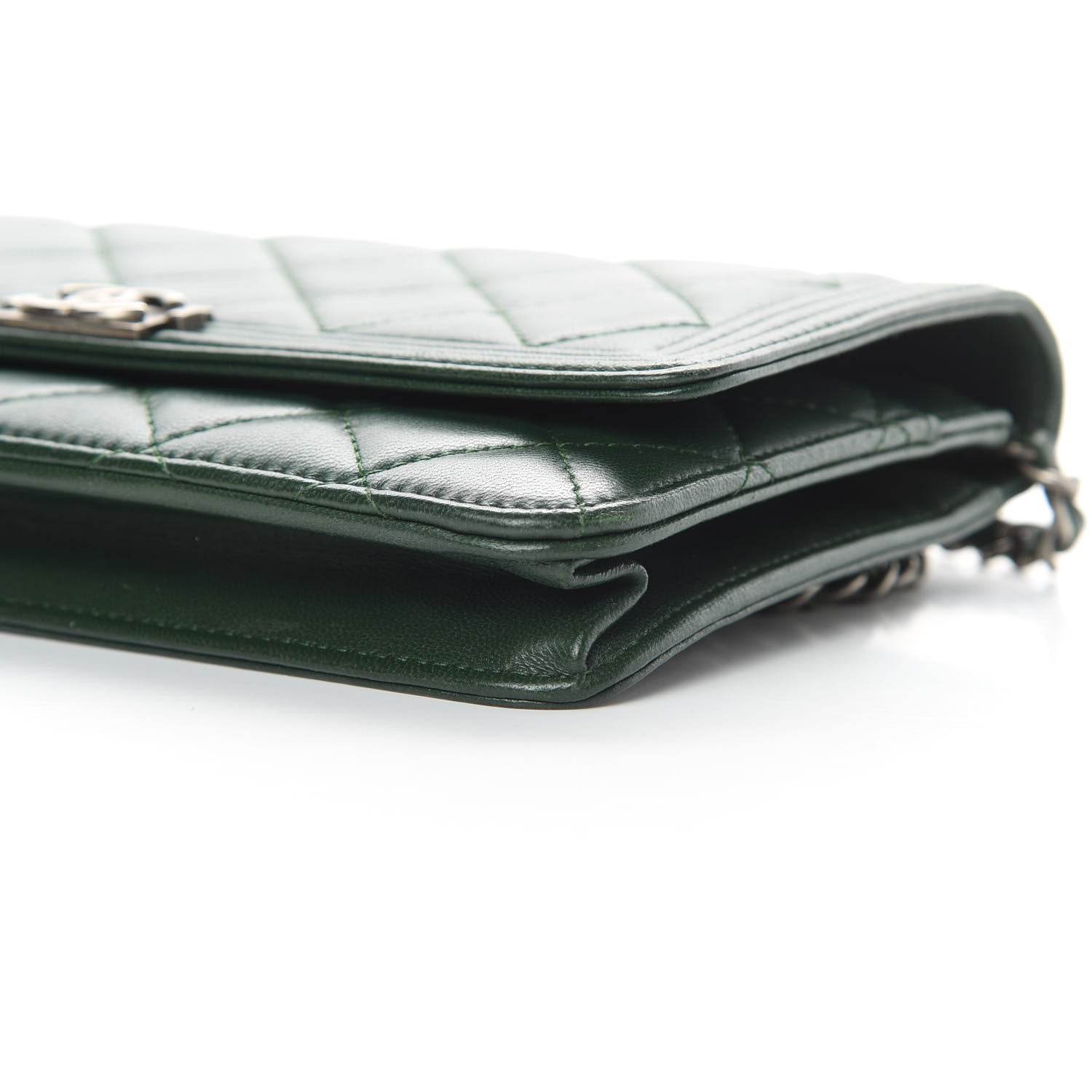 Chanel Lambskin Quilted Boy Wallet On Chain WOC Green 11 of 17