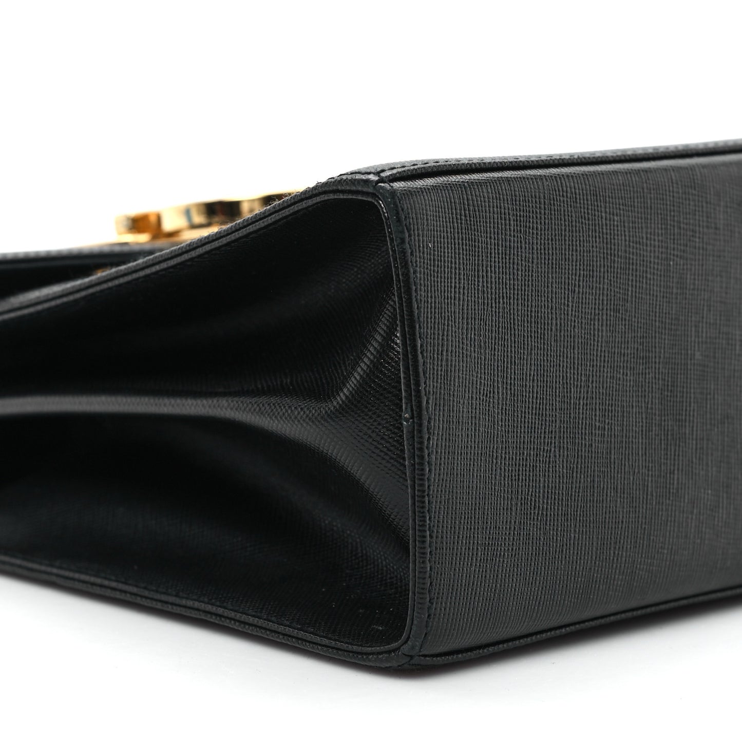 Hammered Calfskin Small Iconic Top Handle Bag Black