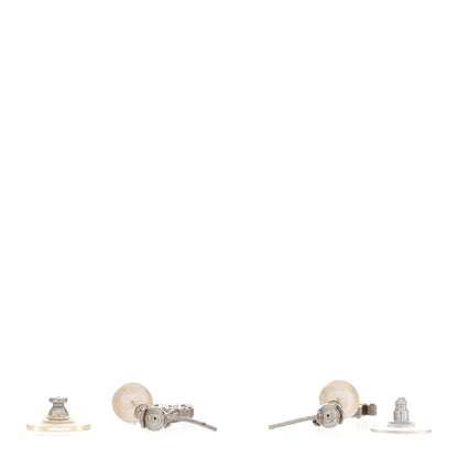 Chanel Crystal Pearl CC Drop Chain Earrings Silver 3 of 5