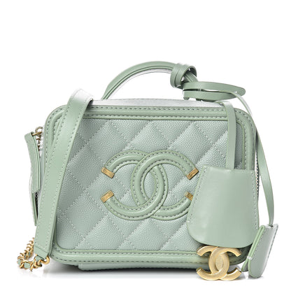 Chanel Caviar Quilted Small CC Filigree Vanity Case Mint 1 of 10