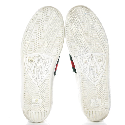 Gucci Calfskin Ayers Bee Embroidered Ace Sneakers 38.5 White Green 7 of 27