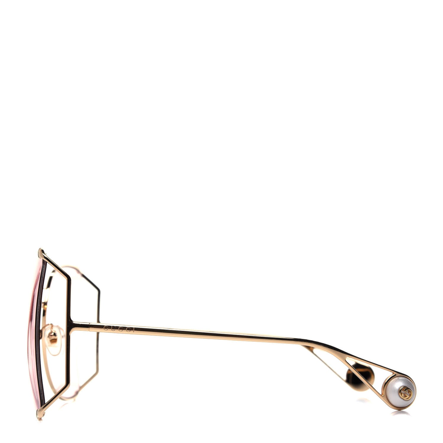Gucci Metal Oversized Round Sunglasses GG0252S Gold 3 of 7