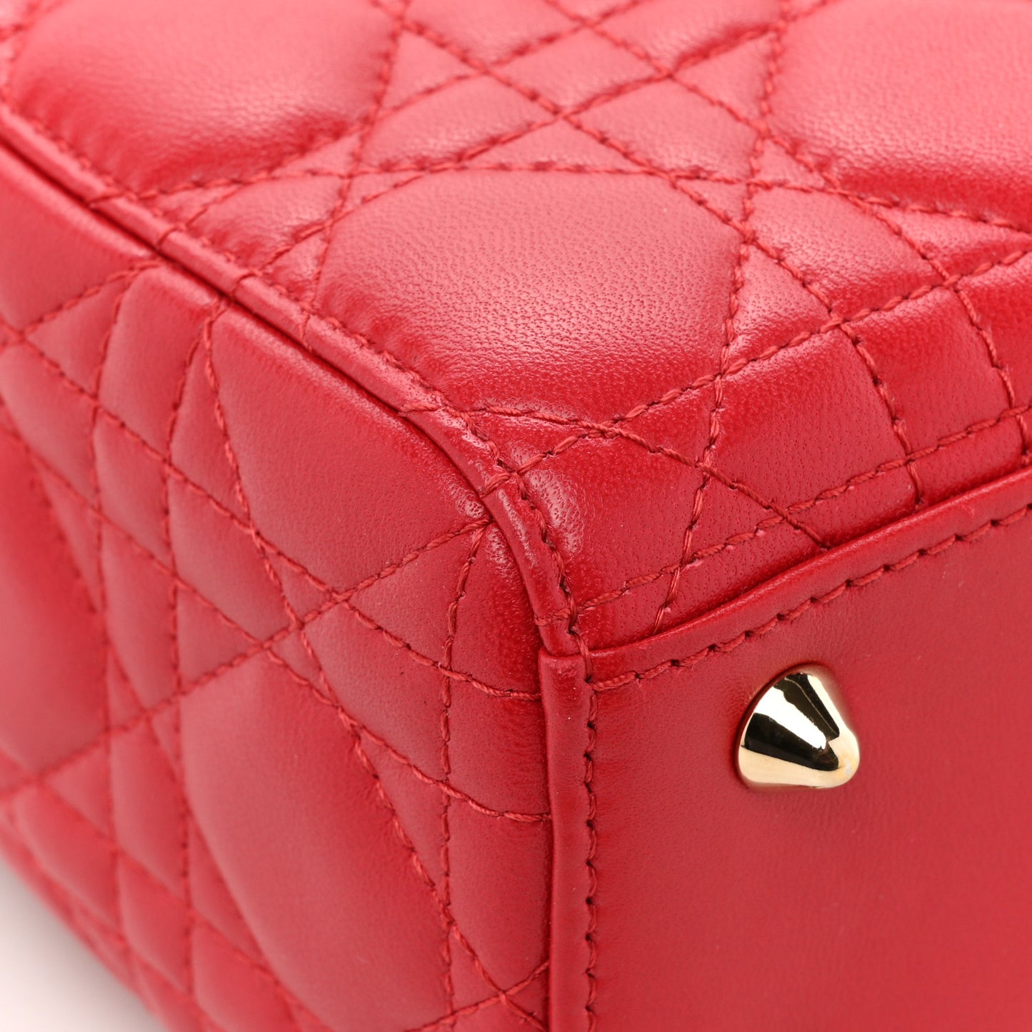 Lambskin Cannage Small Lucky Badges My Lady Dior Red