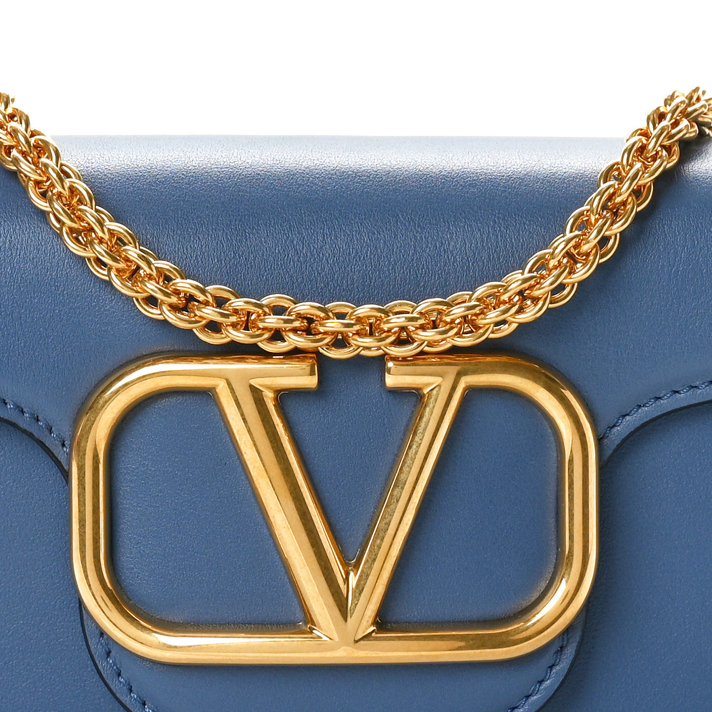 Calfskin Vlogo Small Loco Shoulder Bag Blue