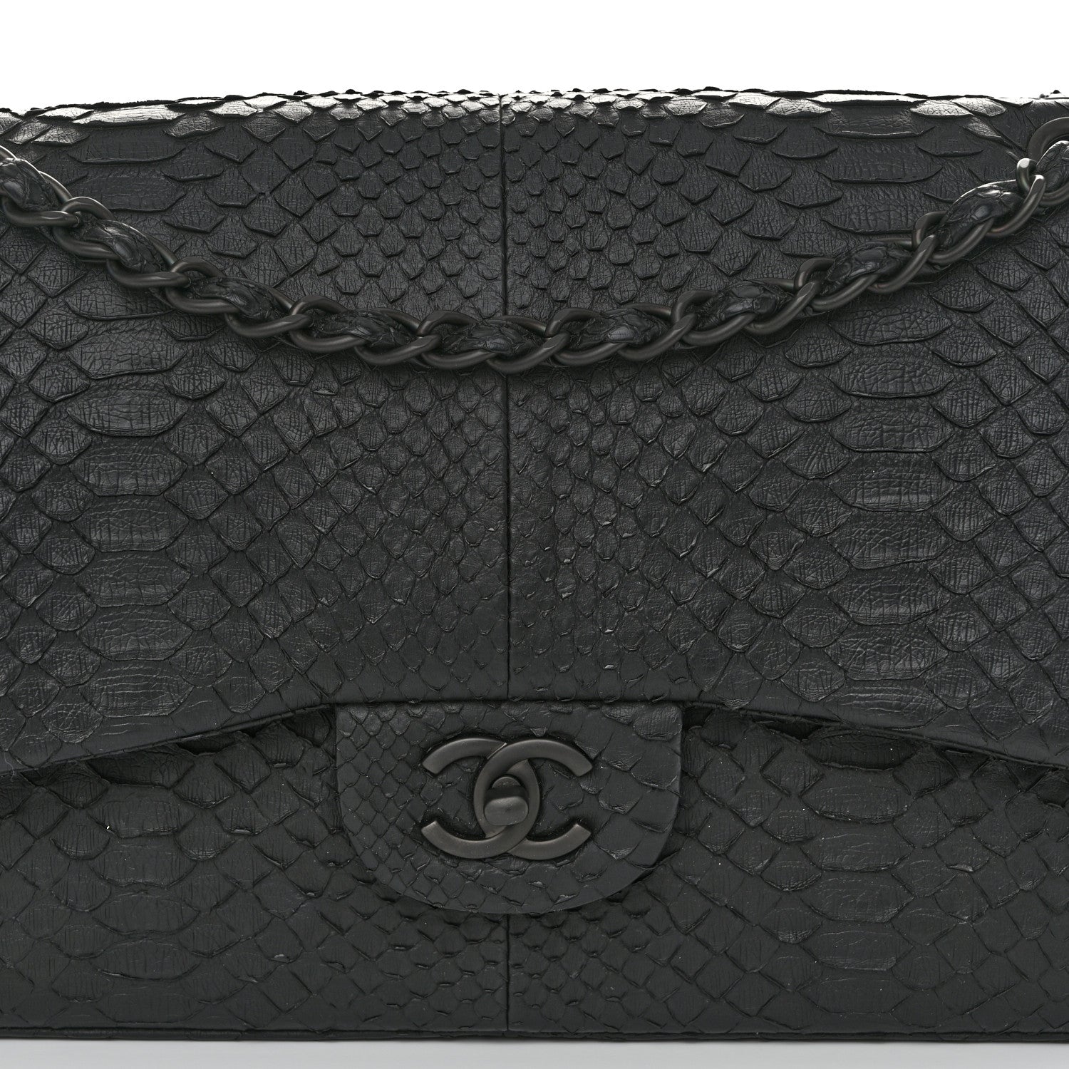 Chanel Snakeskin Jumbo Double Flap So Black 7 of 10